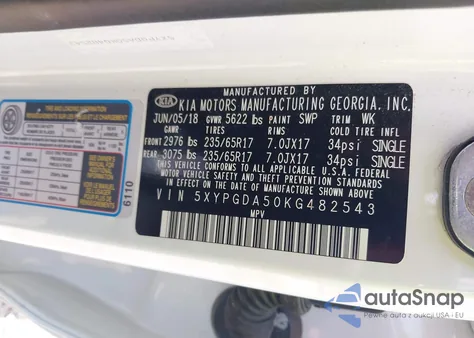 2019 Kia Sorento 3.3L Lx from USA, damaged, VIN 5XYPGDA50KG482543